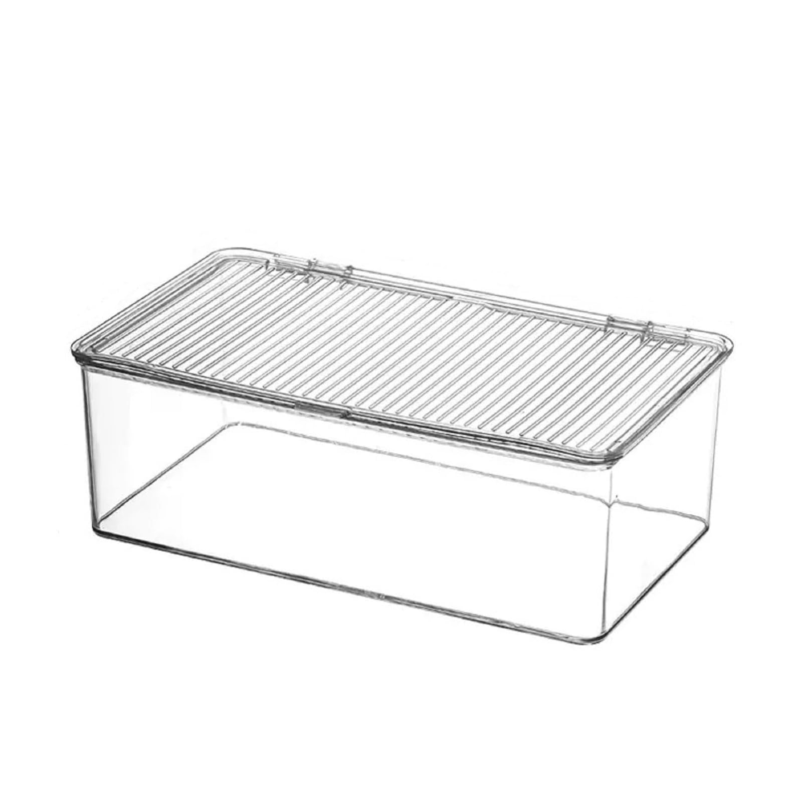 Xjdzineq Multipurpose Sturdy PET Stackable Bin with Lid for Bathroom Closet Garage Storage Solution Clear Stackable Storage Box with Lid