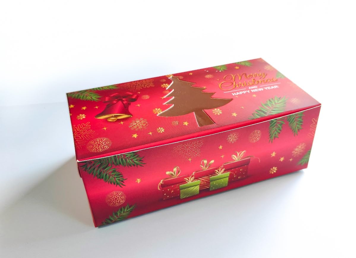Intactmedia INTACT MEDIA - 10 pcs Christmas Plum Cake Boxes for Gift Giving Bakery Boxes Treat Boxes Kraft Baking Box with Window for Cupcakes, Plum Cakes and Party Favor 500g