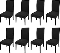 Vista 33 de GoodtoU Fundas para sillas de comedor negras, juego de 2, fundas elásticas y suaves para sillas de comedor, fundas protectoras lavables y extraíbles