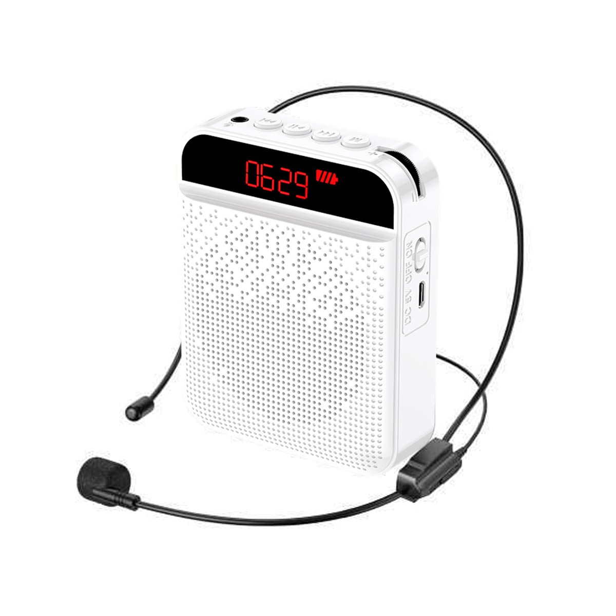 Amplificatore Vocale Microfono Auricolare Amplificatore Vocale Personale Microfono Altoparlante Portatile per Insegnanti, Formazione, Guida Turistica,Bianca