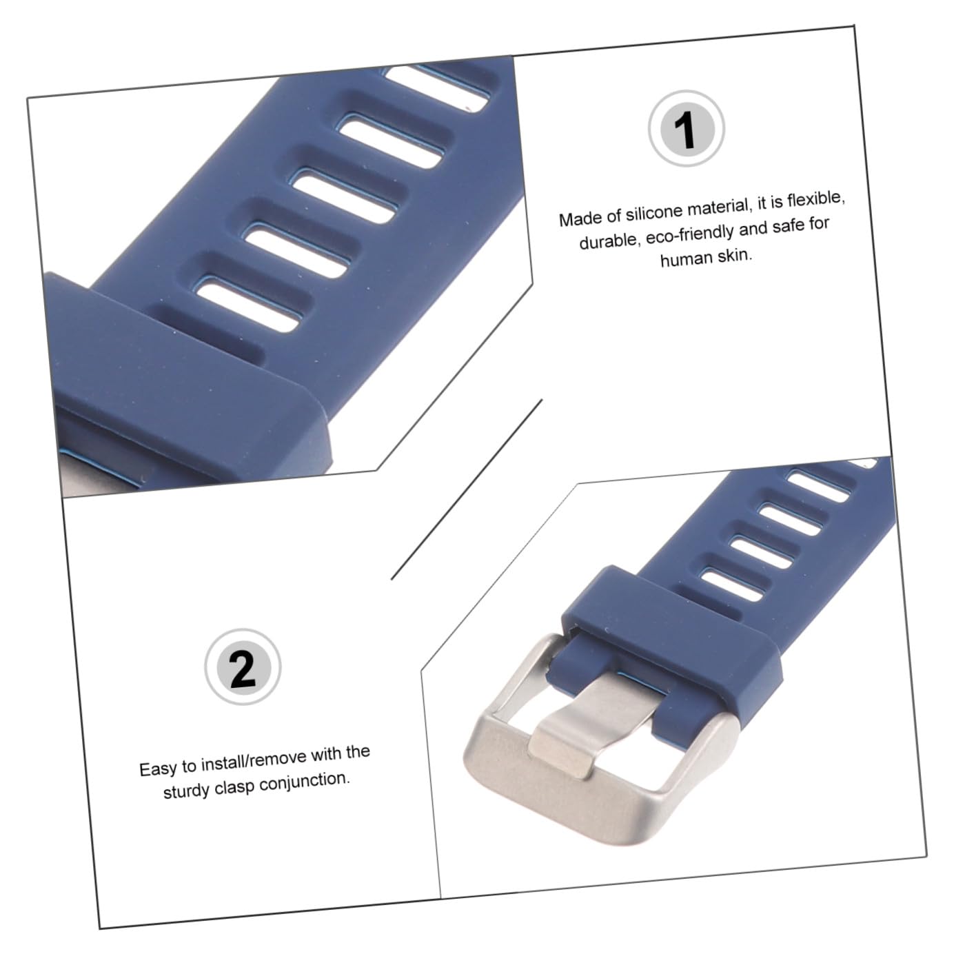 Silikon Uhrenarmband Kompatibel mit Vivosmart Hr Fitness Tracker Ersatzband in Blau mit Schnellverschluss und Flexiblem Design