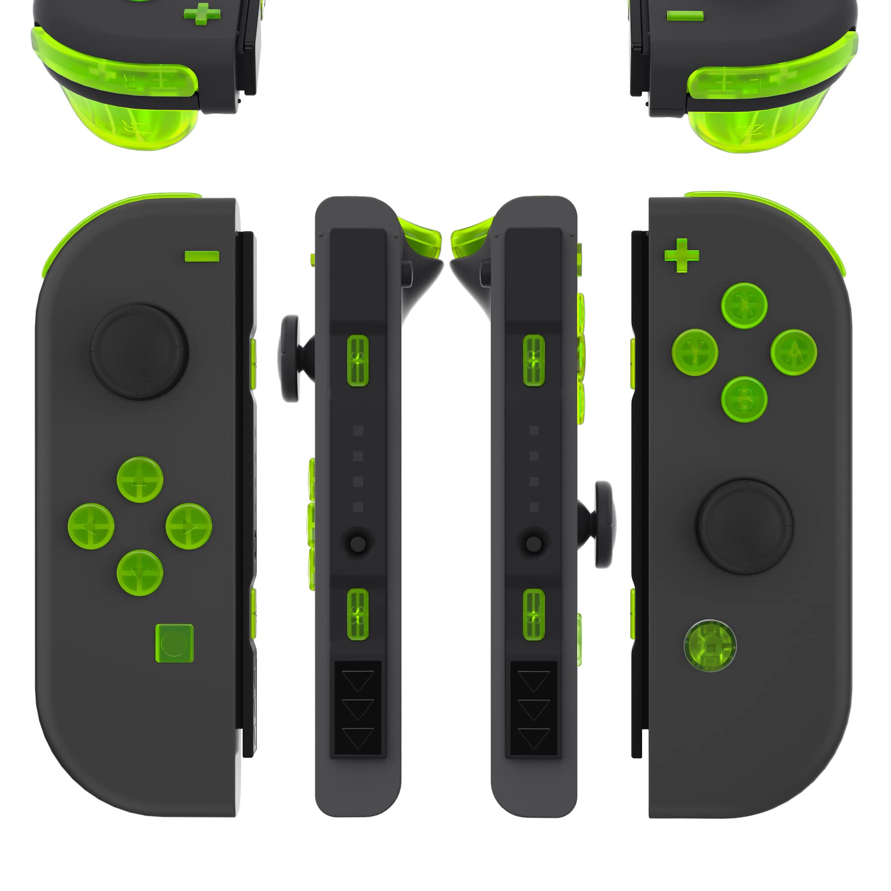 eXtremeRate Clear Lime Green Replacement ABXY Direction Keys SR SL L R ZR ZL Trigger Buttons, Full Set Buttons with Tools for Nintendo Switch & Switch OLED Model Joy-con - JoyCon Shell NOT Included