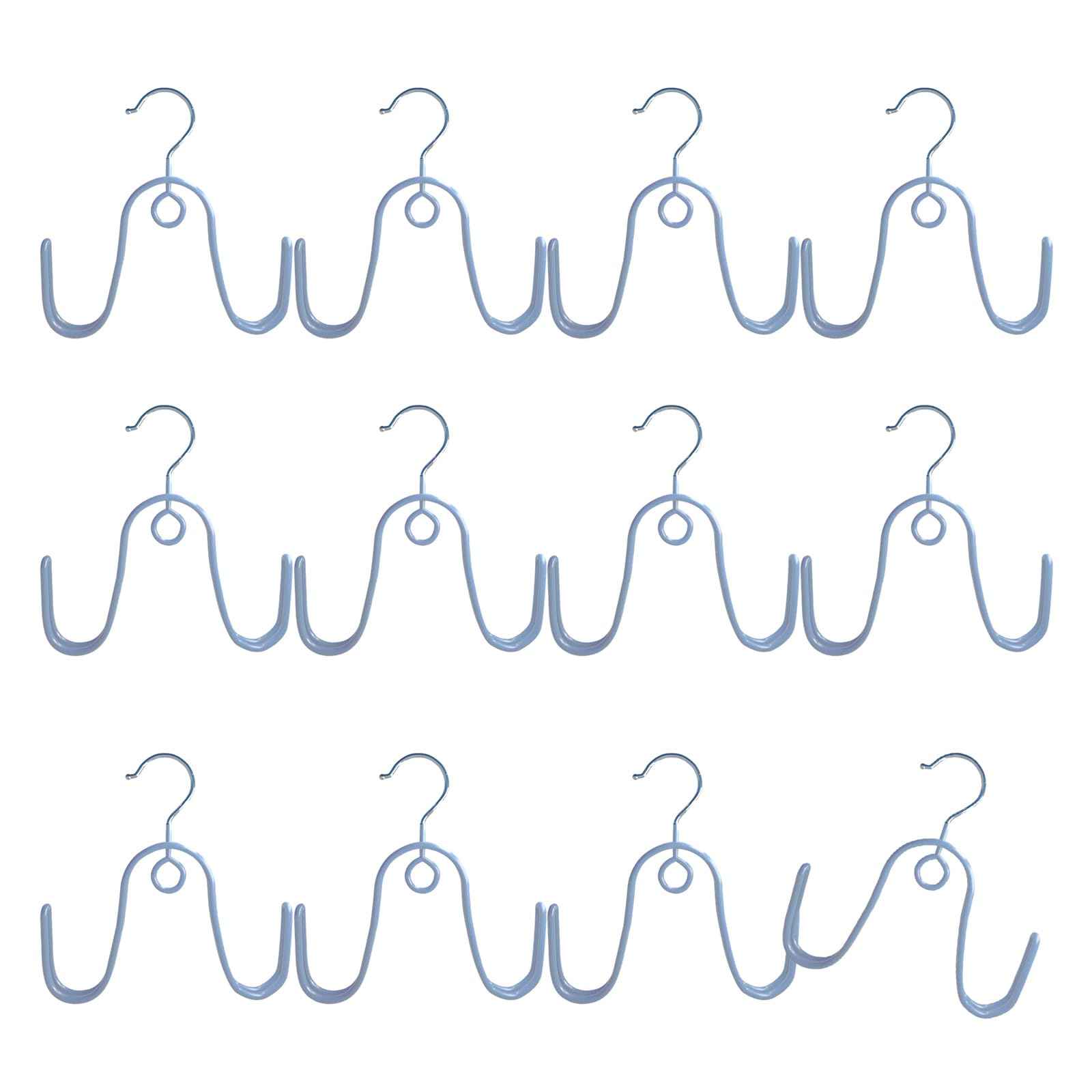 Mcaoal Blue Color 12Pcs Shoe Organizers Hooks For Closet Rod Stainless Steel Double Hangers For Drying Sneakers Flats And Daily Footwear Laundry Hook