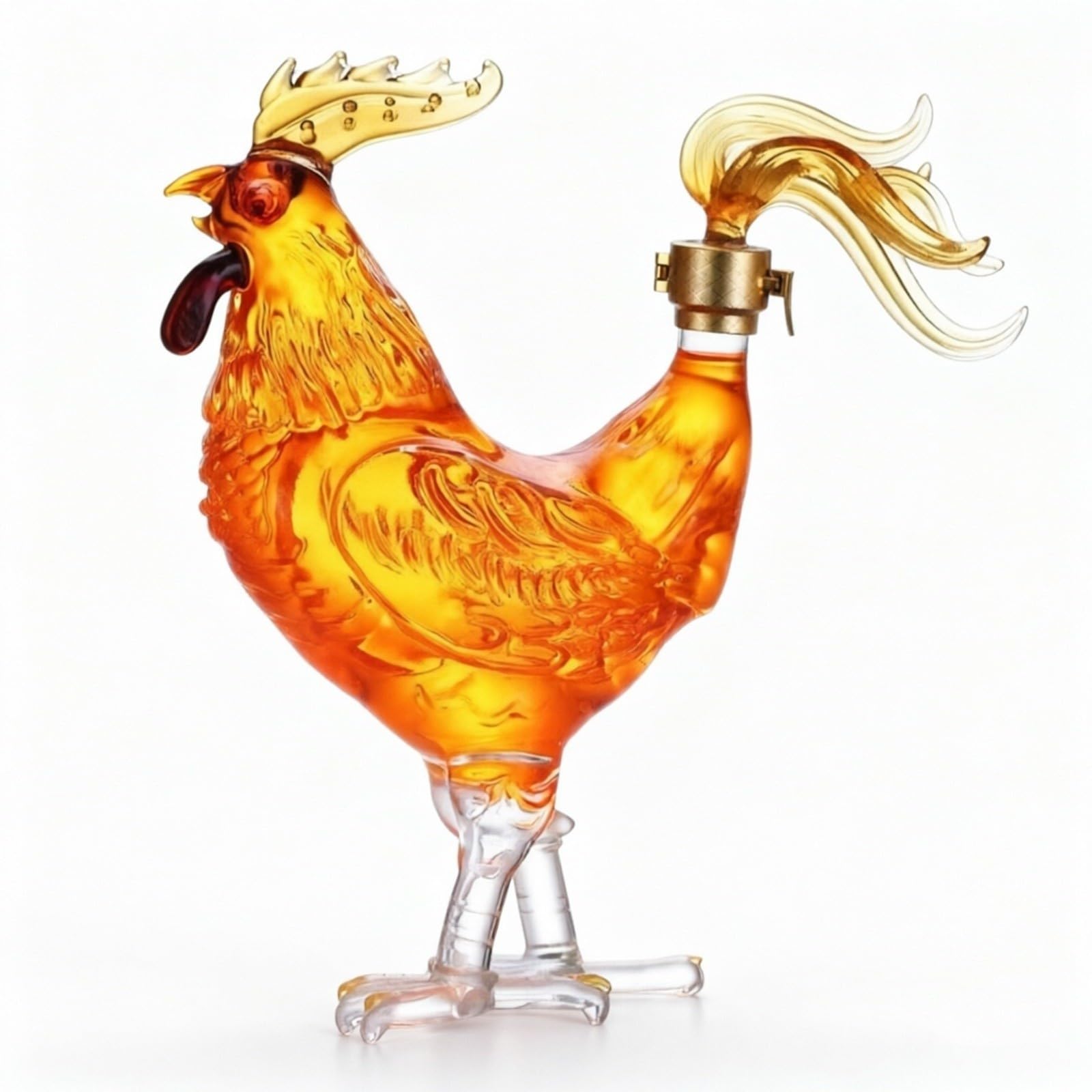 1000 ml karafka do whisky, butelki wina, artystyczna statuetka, figurka 3D, kształt zwierzęcia, statuetka do whisky, motyw zodiaku, szklana butelka wina, szczelny pojemnik (kurczak)