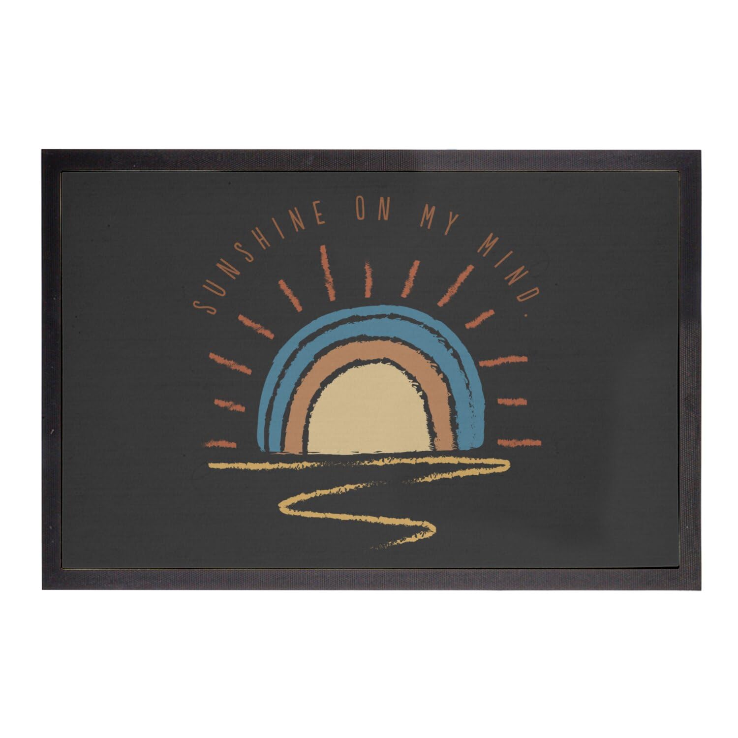 Paillasson noir anti saleté motif soleil été minimaliste 75x50