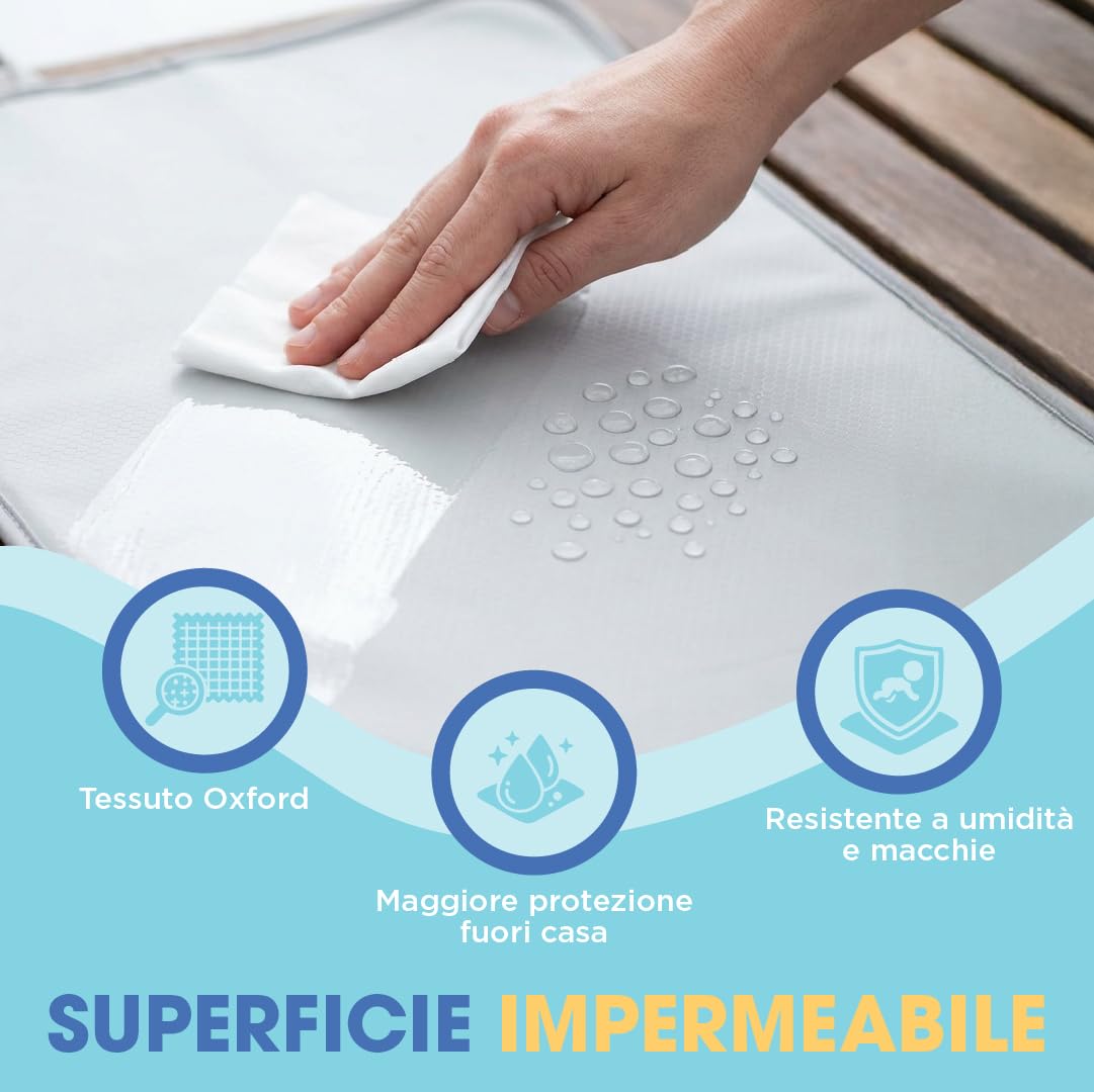 Fasciatoio Portatile Neonato Impermeabile Pieghevole Lavabile per Lavatrice Cambio Pannolino Neonati Accessori Idea Regalo Nascita Neo Mamma Regali Baby Shower Bimba Changing Mat Baby Valbaby - 4