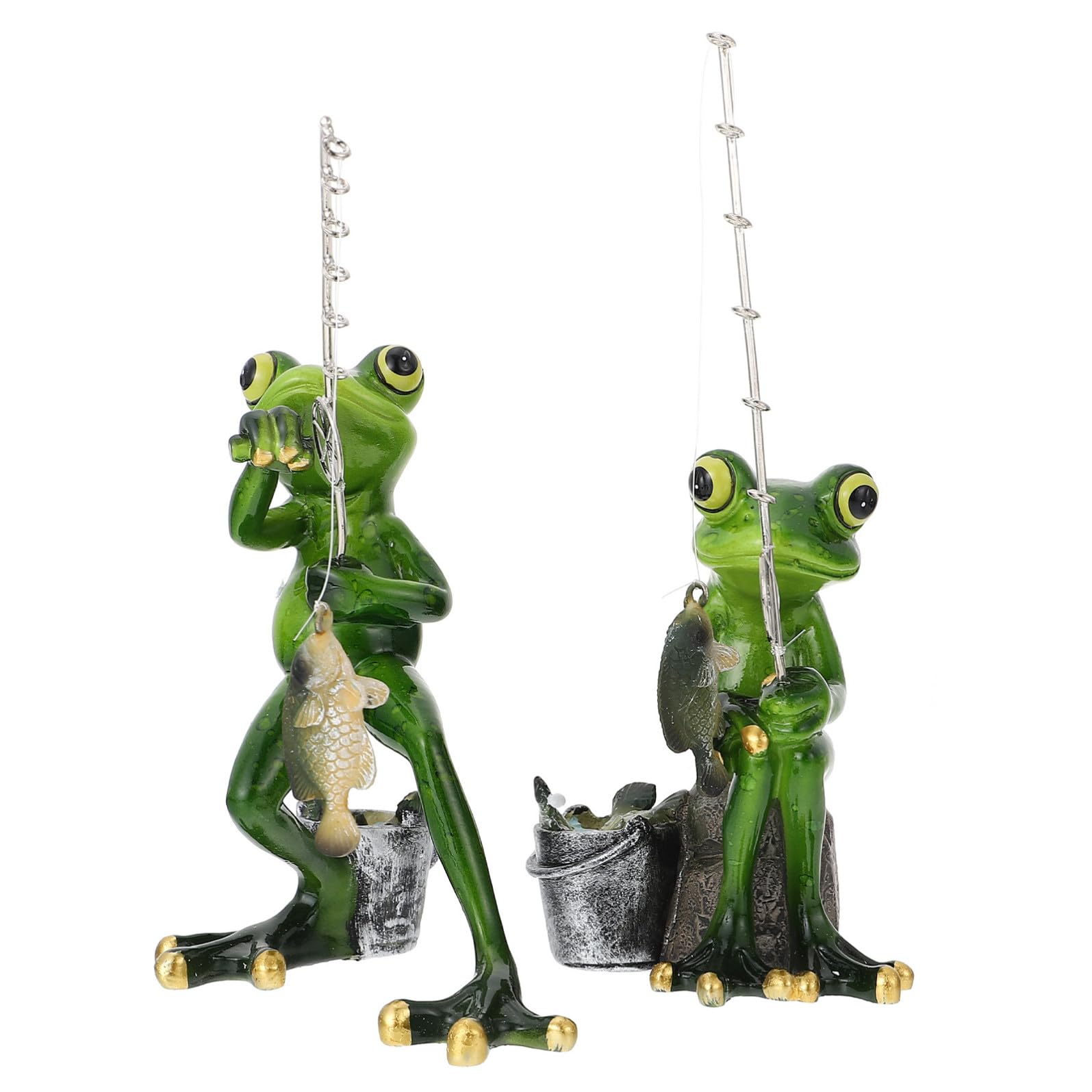 Set 2 Pezzi Decorazioni Anfibi in Resina Verde Leggere e Resistenti alle Intemperie per Decorazione Giardino e Ambienti