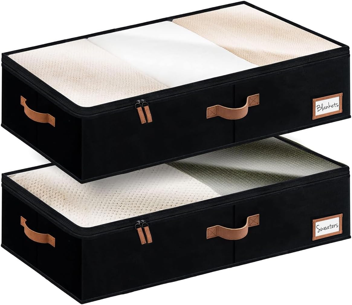Product image of StorageWorks Large Under Bed Storage Containers with Handles and Label Holder, 2 Pack Ultra-thick Fabric Underbed Bins, Closet Organizer for Clothes, Blankets, Sweater