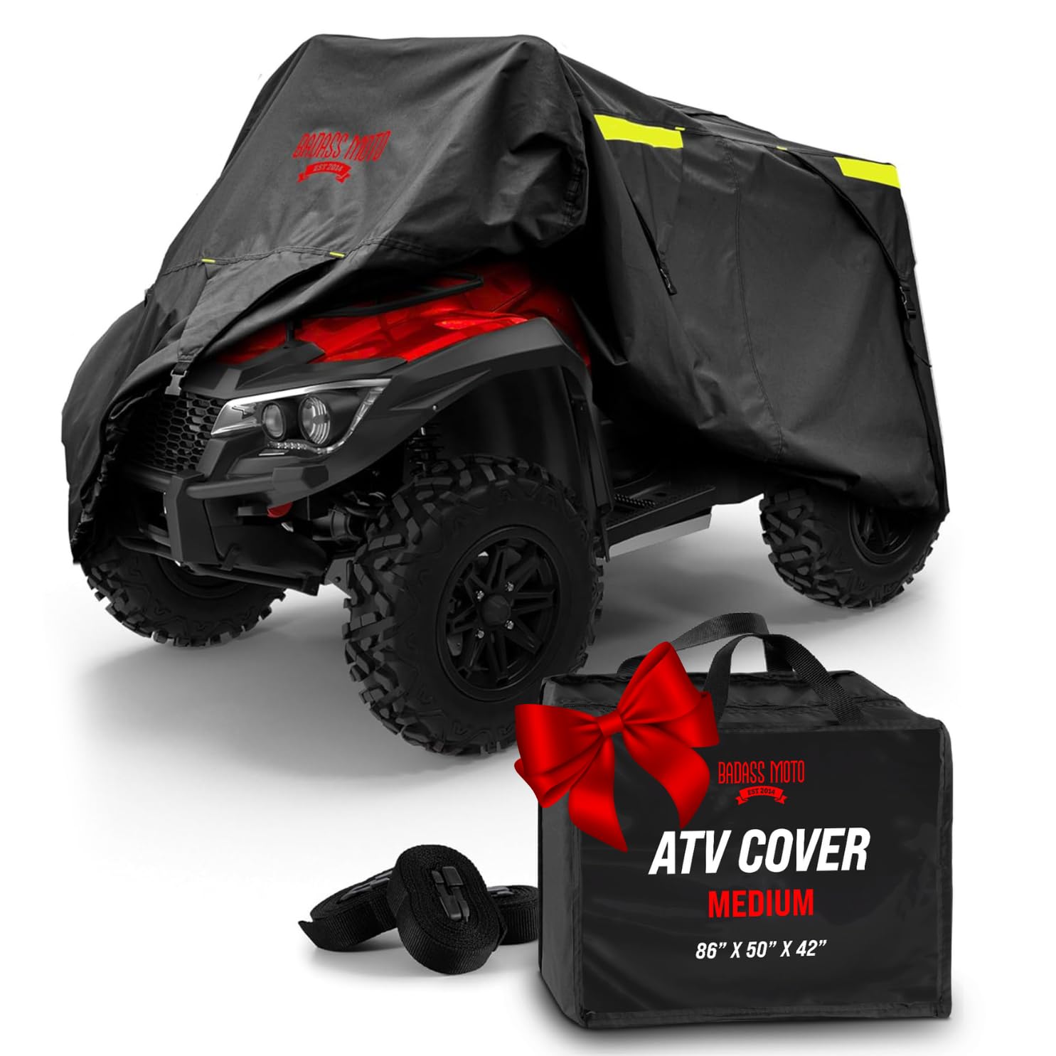 Badass Moto Heavy Duty, Rip-Resistant ATV Cover (Medium 85") with Night Reflectors