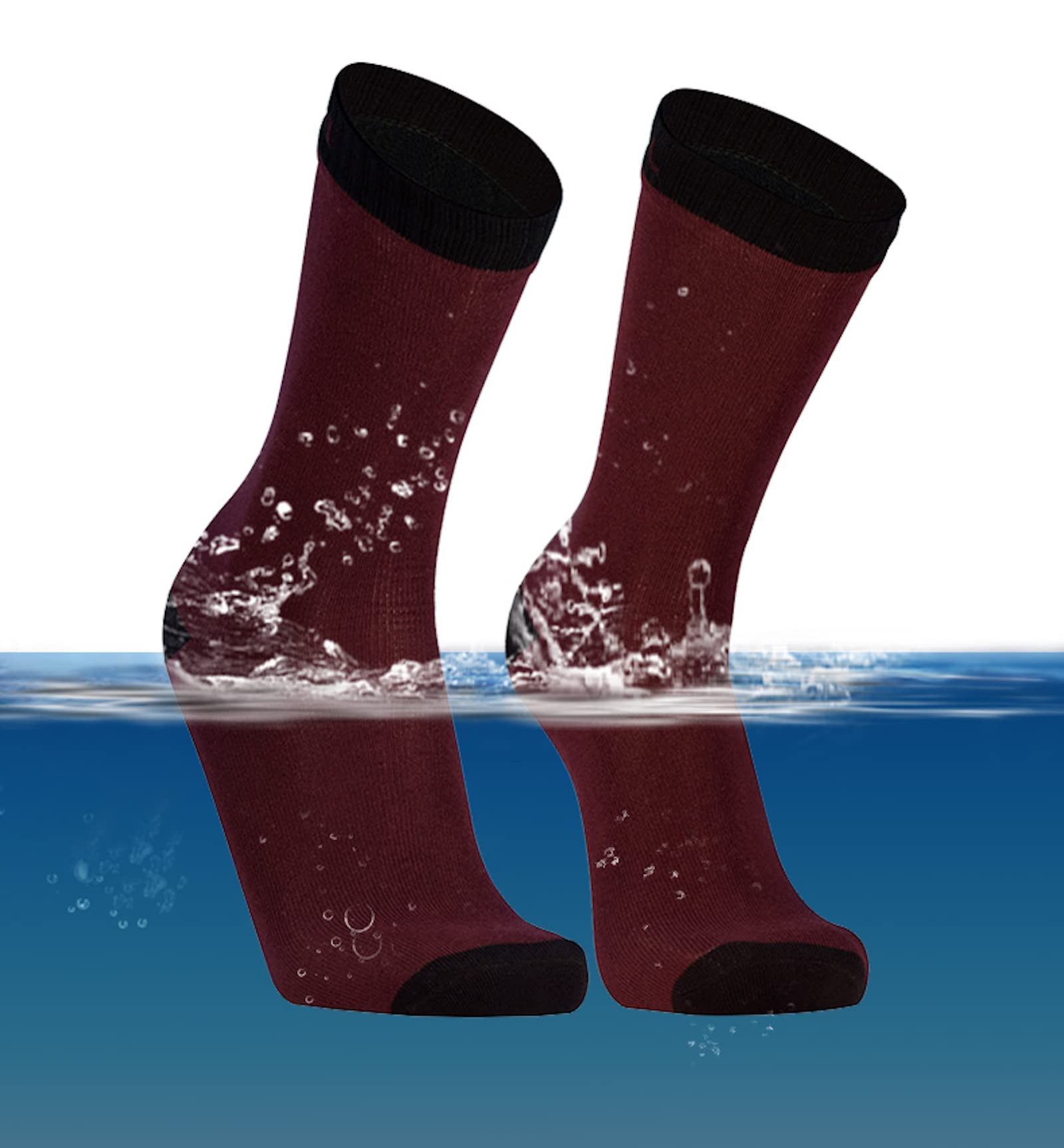 DexShell Men's Ds683bb Ultra Thin Crew Socks - Burgundy - Medium