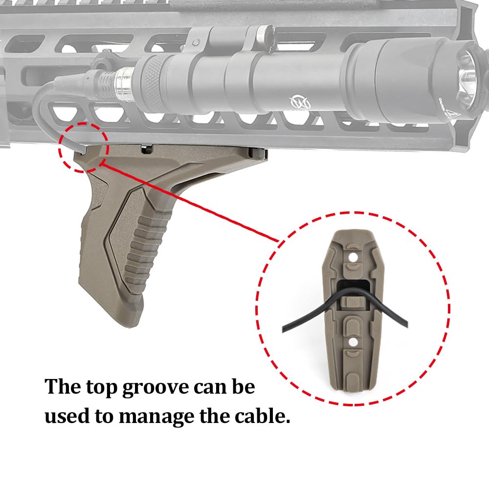 Tactical Mlok keymod Link Abgewinkelter Vordergriff Handstopp mit Kabelmanagement Frontgriff für Mlok Keymod Handschutzsystem (Braun)