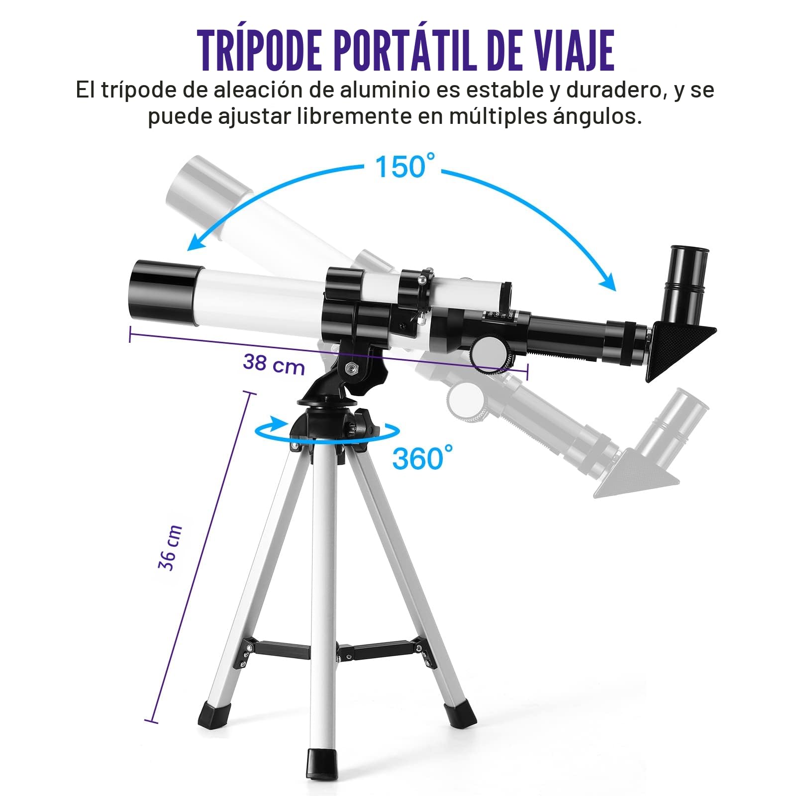 Telescopio para Niños, Uverbon F40040 Telescopios Astronómicos con Brújula de Alcance de Buscador y Telescopio Refractor de Trípode para Niños y Principiantes