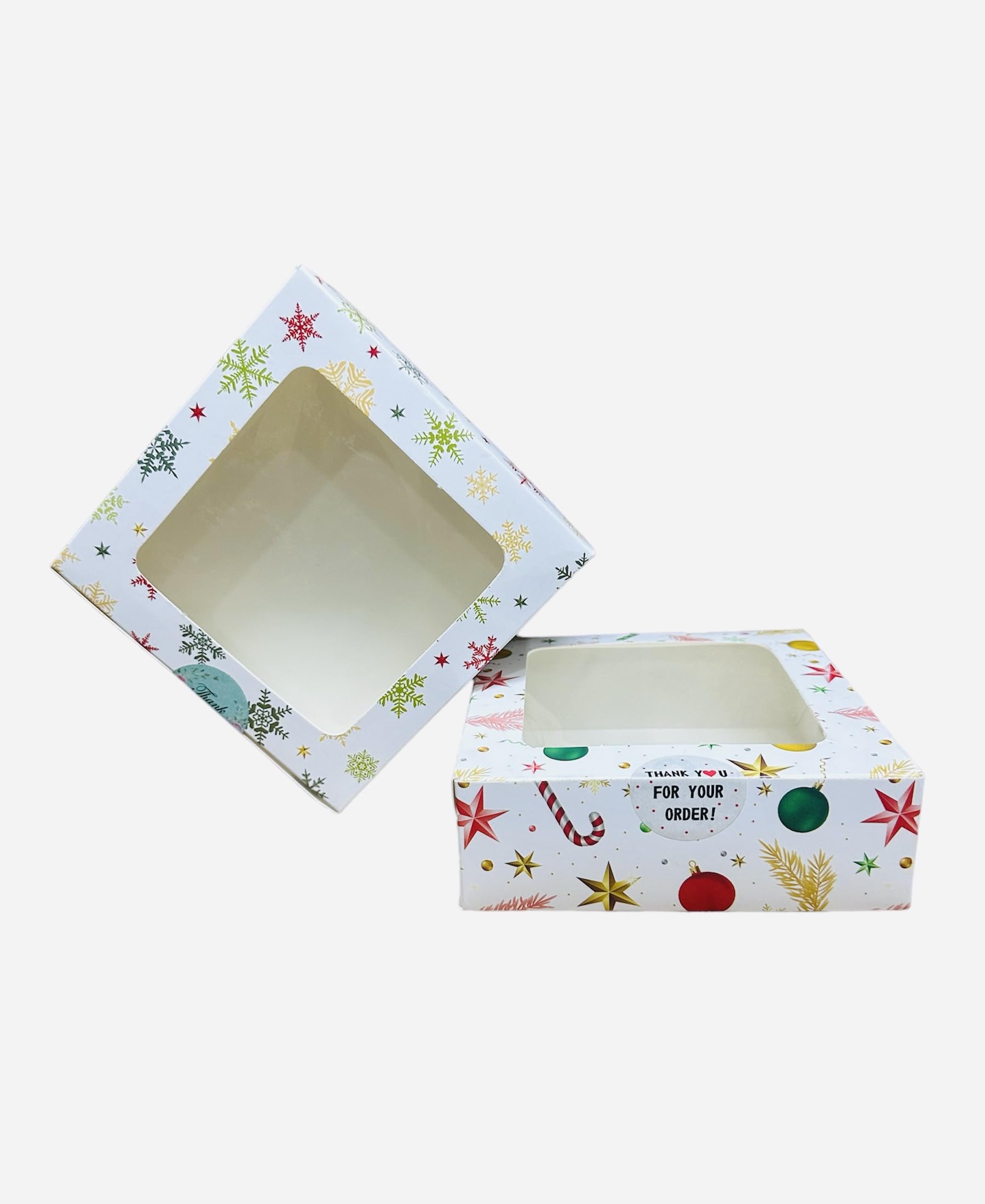 Glamifirsto 50 Pcs 6x6x2 In Christmas Cookie Boxes White Bakery