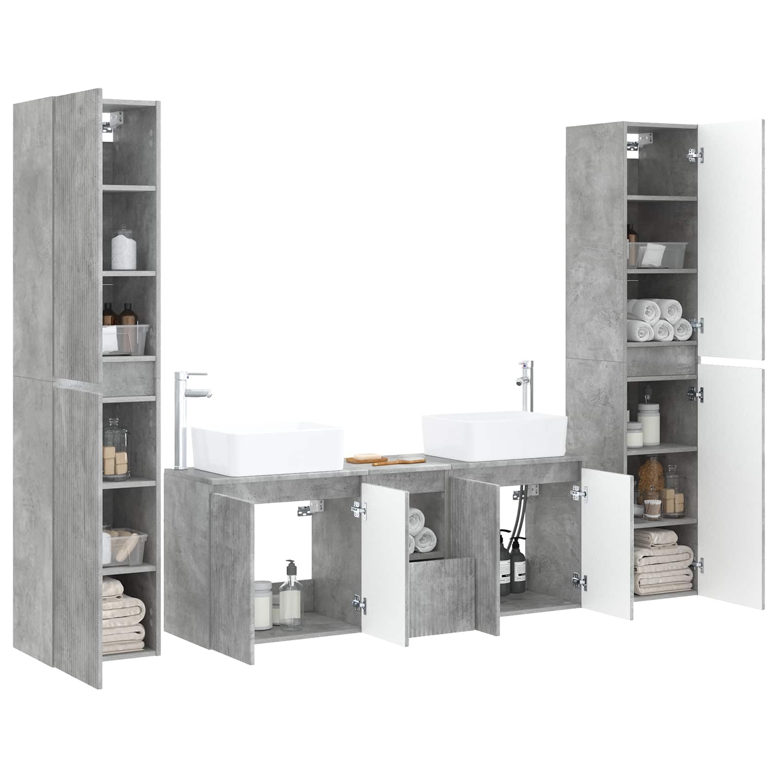 Ensemble de meubles de salle de bain 5 pièces Gris béton 33 x 34,5