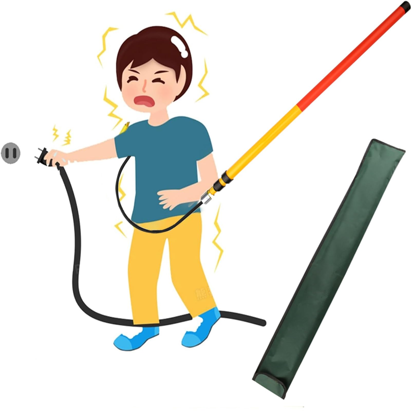GHHVFEC High Voltage Insulated Rescue Hook with Extendable Fiberglass Pole, Portable Telescopic Emergency Rescue Equipment (1.3-2m/4.2-6.5ft) - Epoxy Resin Design for Safety