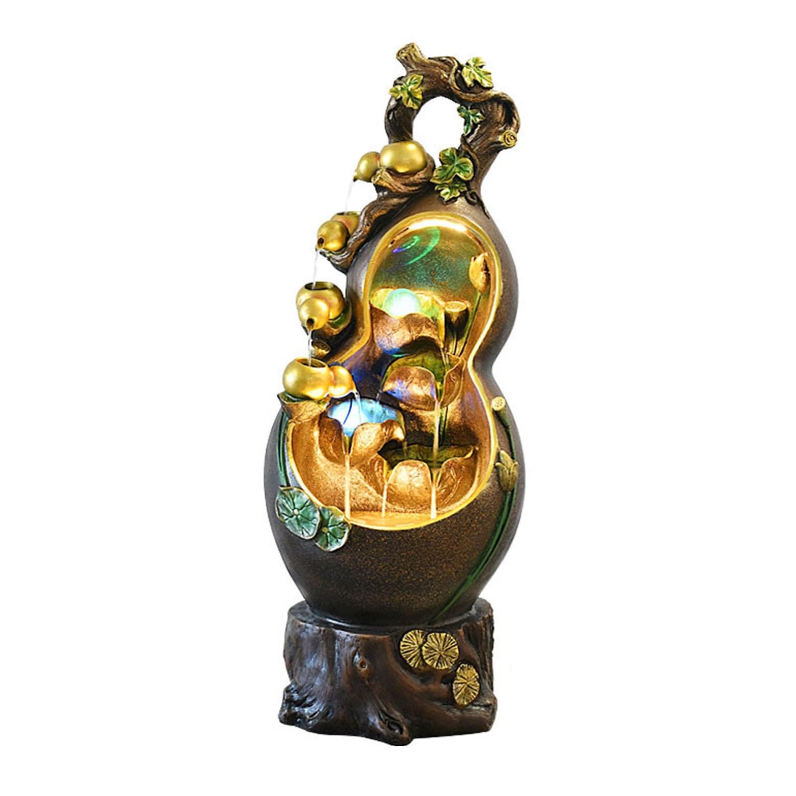 Garden Lucky Gourd Flowing Water Fountain, Circulating Fountain Living Room Balcony Floor-Standing Decorations Pond
