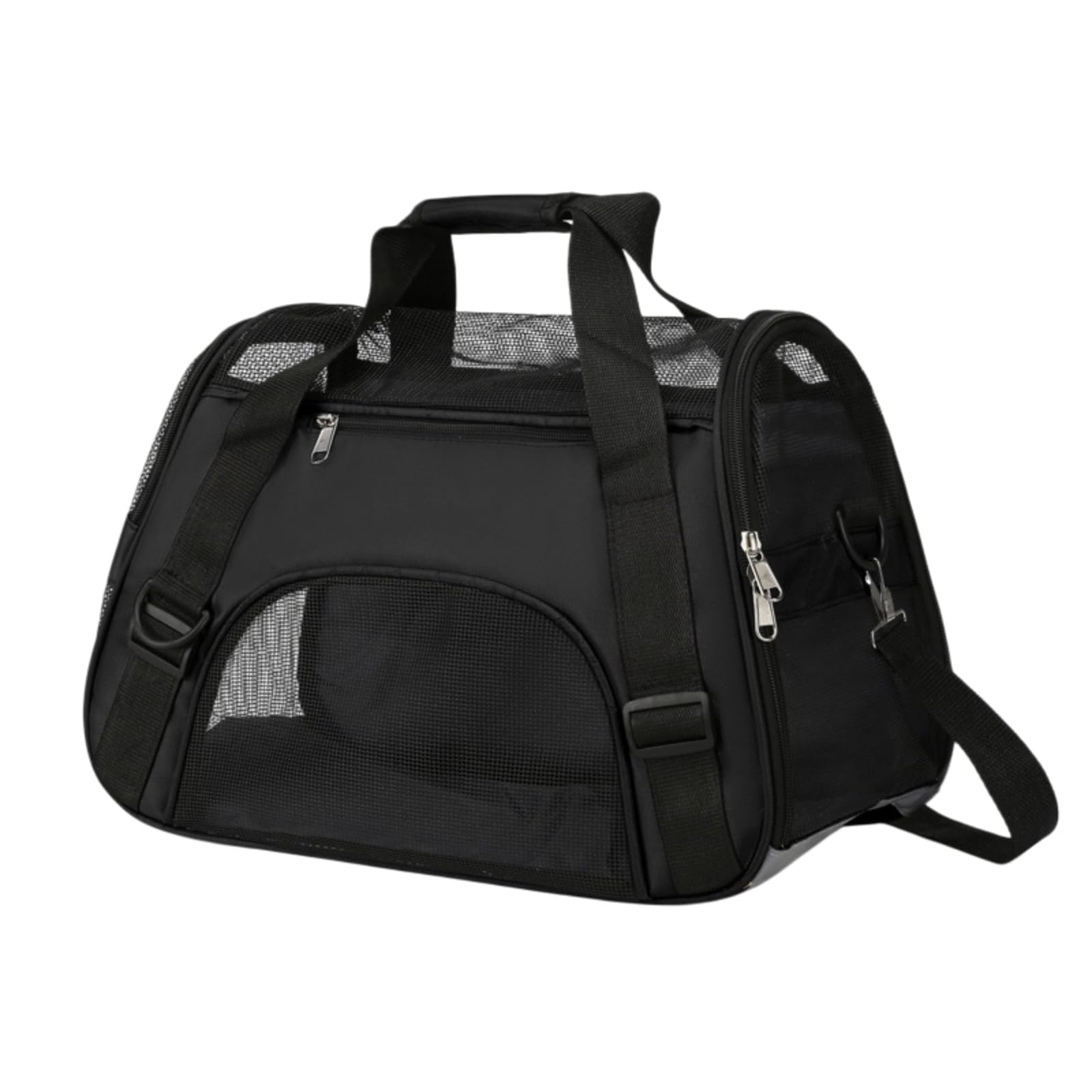 Veslyn Pet Travel Bag Breathable Portable Carrier Handbag For Cats & Dogs, Foldable Mesh Outdoor Transport Daily Use-black-m 48x23x27cm