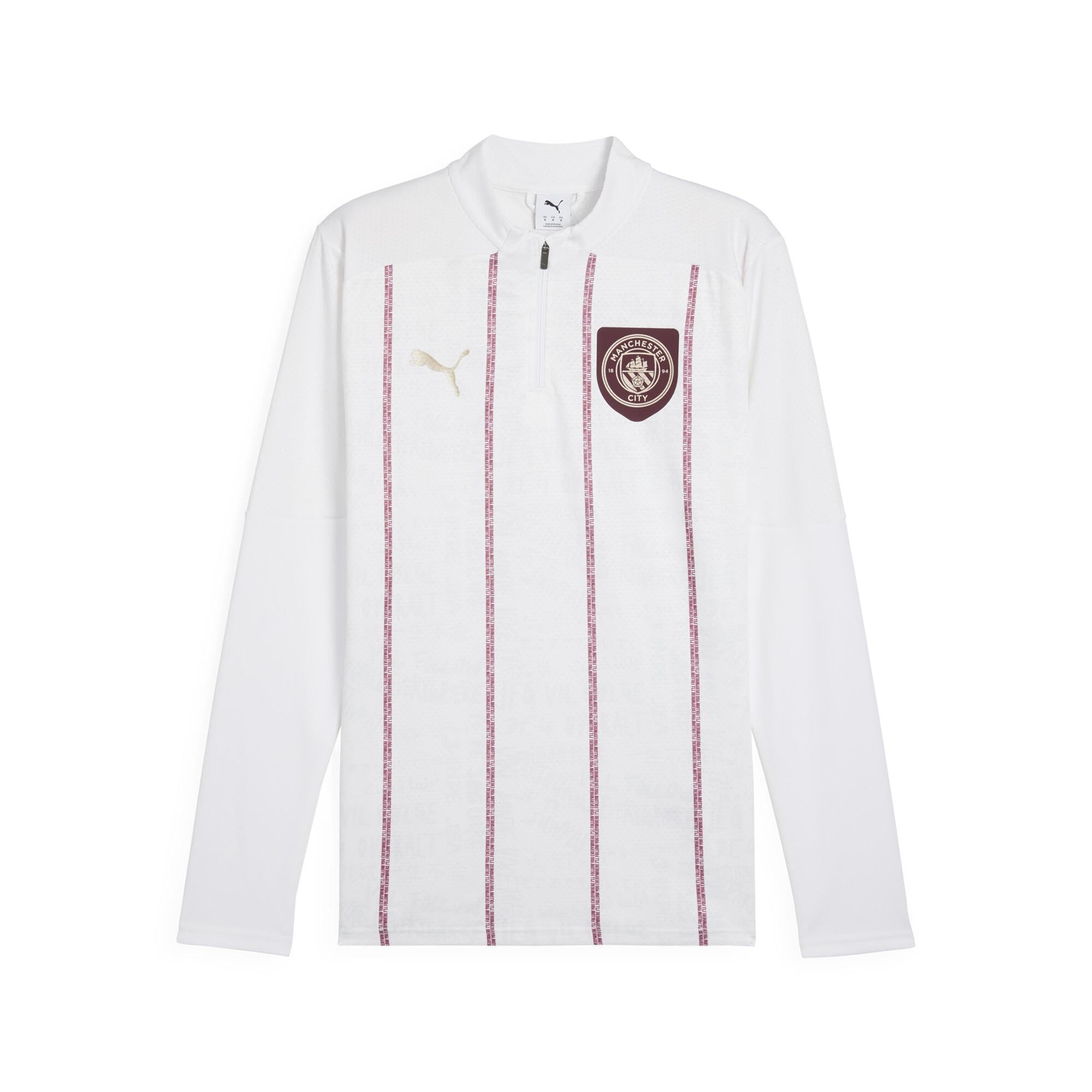 PUMA Mens Manchester City Pre Match Quarter Zip Drill Top White/Jasper S