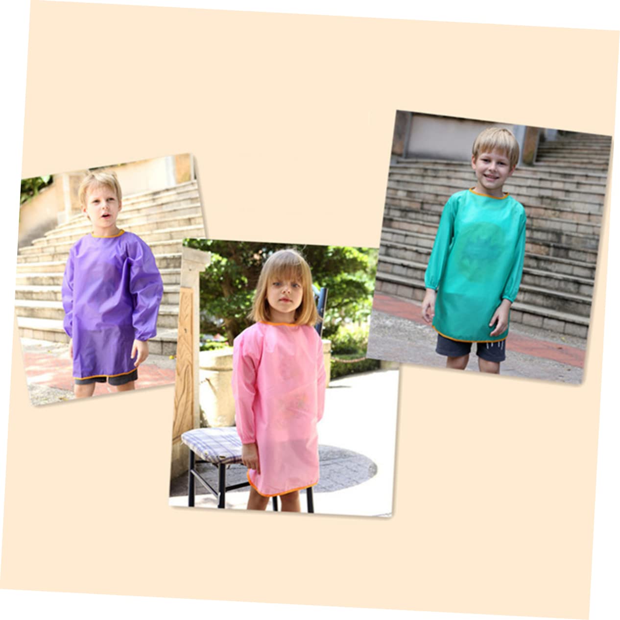 Abaodam 3pezzi Grembiule Da Pittura Per Maniche Lunghe Art Smock Blu Per Vestiti Durante Attività Creative e Scolastiche