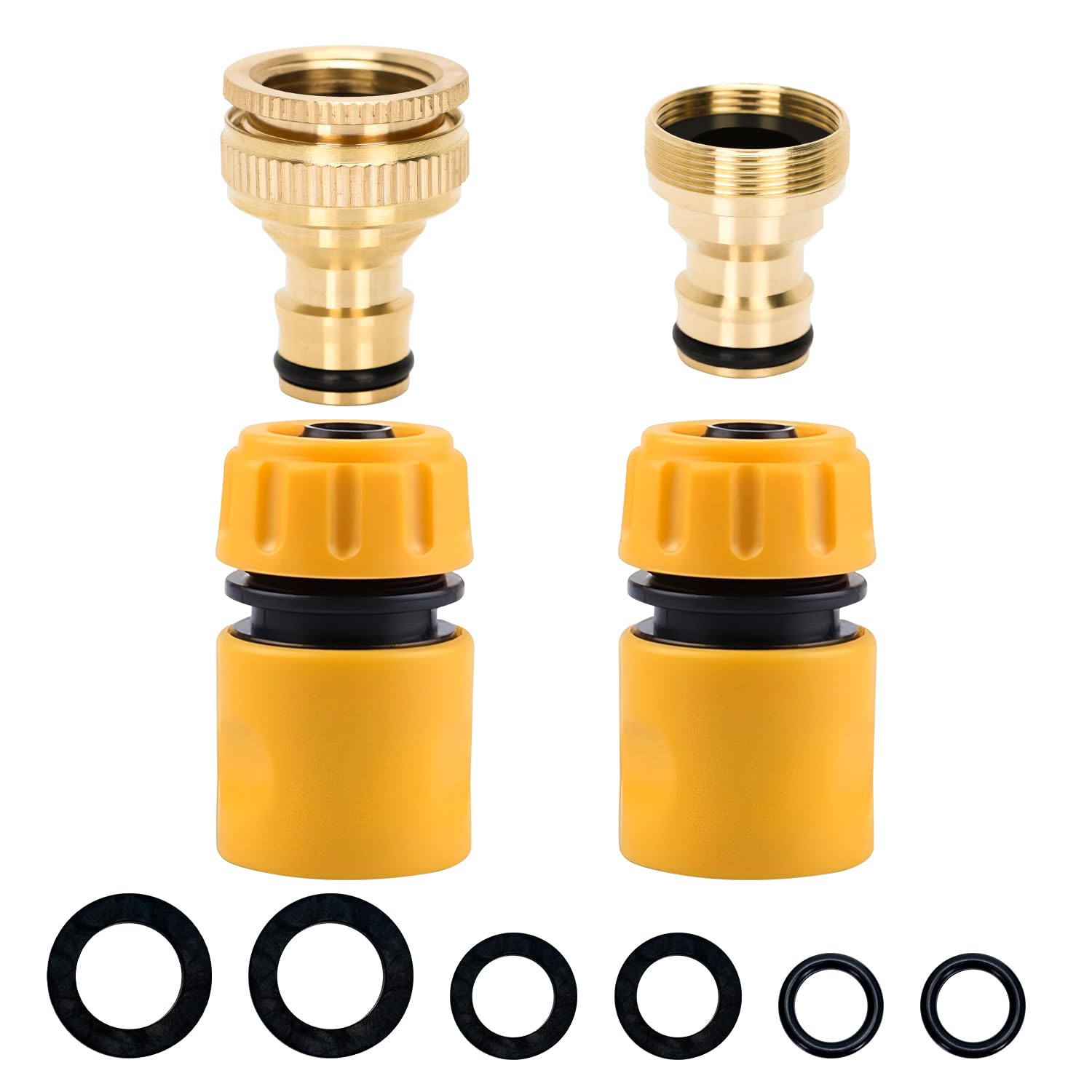 Universal Kitchen Hose Tap Connector Fitting, Outdoor Outside Tap Connector Mixer Tap Adapter Kit & Hose Quick Connectors Faucet Hosepipe Attachments for Garden Hosepipe Kitchen Sink (Brass Mixer)