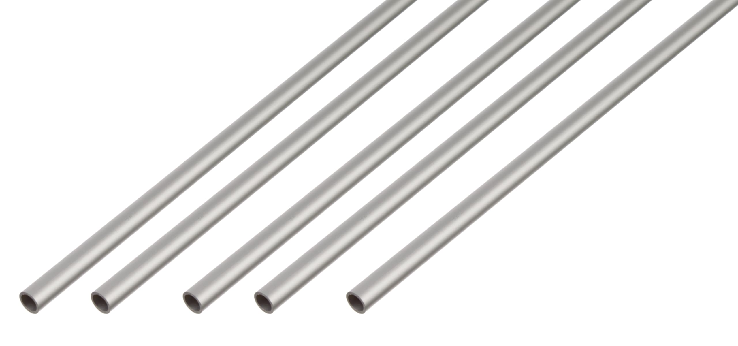 Alberts Lot de 5 tubes ronds - Aluminium anodisé argenté - 2000 x 20 x 1 mm