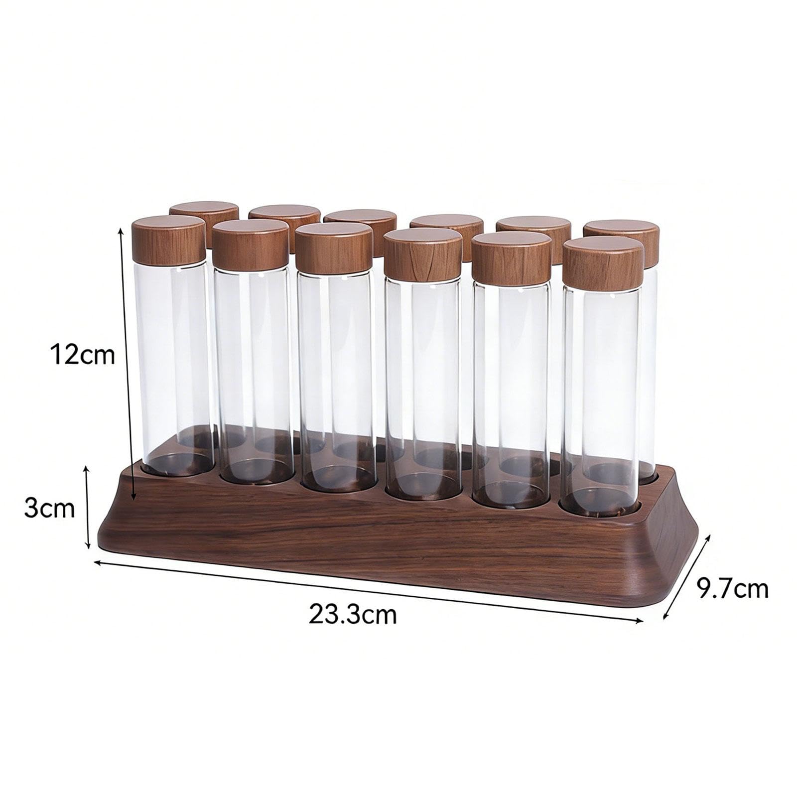 Homyl 12 Stück Kaffee Bohnenbehälter Aufbewahrungsröhren mit Trichter Glas Vorratsdosen Luftdicht mit Holzdeckel für Frischhaltung für Kaffeezubereitung Ges, 12 L