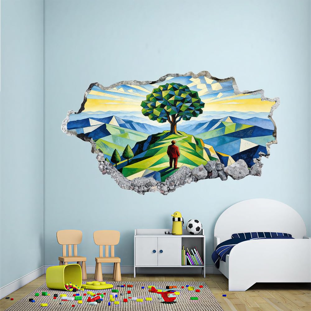 Decorazione da parete 3D, Susa Tattoo Smashed Art Decalcomanie per poster rimovibili, Paesaggio Geometrico Decalcomanie in vinile Decorazioni per la casa Camera dei Nursery Decor