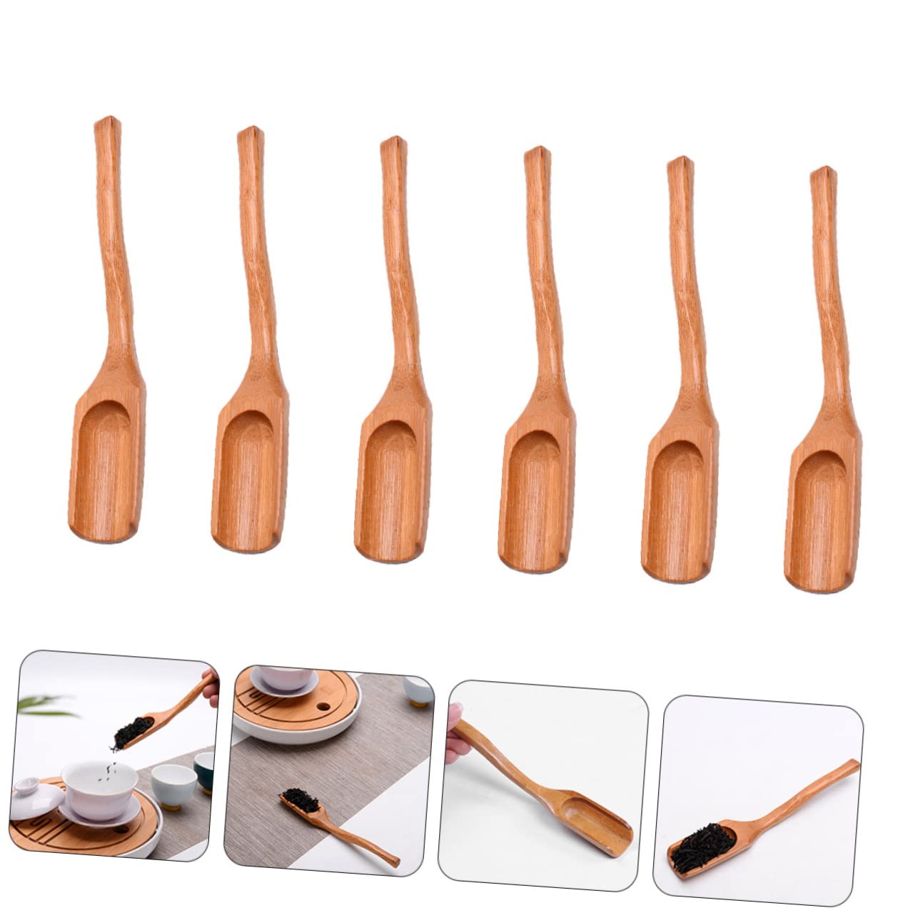 WEKADRIN 6pcs Tea Shovels Curved Handle Assorted Color Tea Accessories for Home and Restaurant Use Ergonomic Design and Fine Workmanship