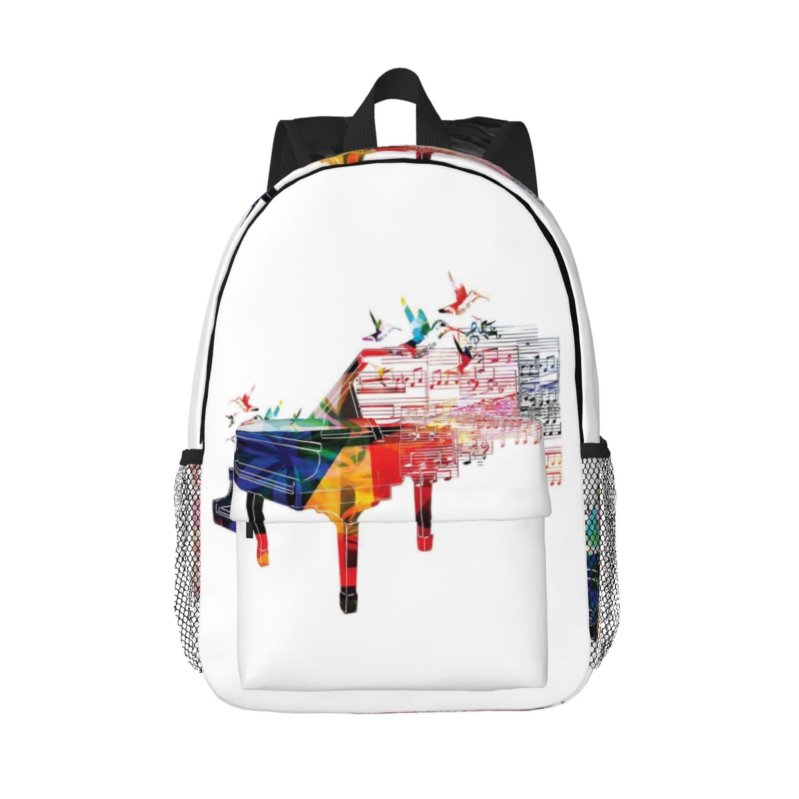 Zaino da viaggio leggero con tastiera e pianoforte colorato con stampa musicale