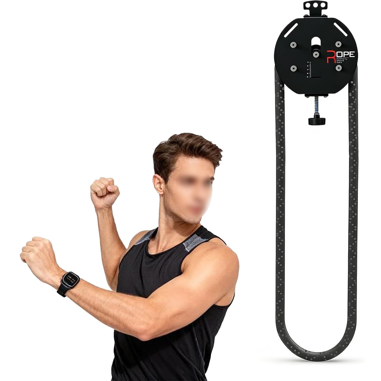 Ofyphth Cable Pulley System, Endless Rope Trainer, Hang To Exercise Home Gym Equipment, 5-30kg Adjustable Resistance, for Grip, Arms, Back, Body Coordination Exercises. Black