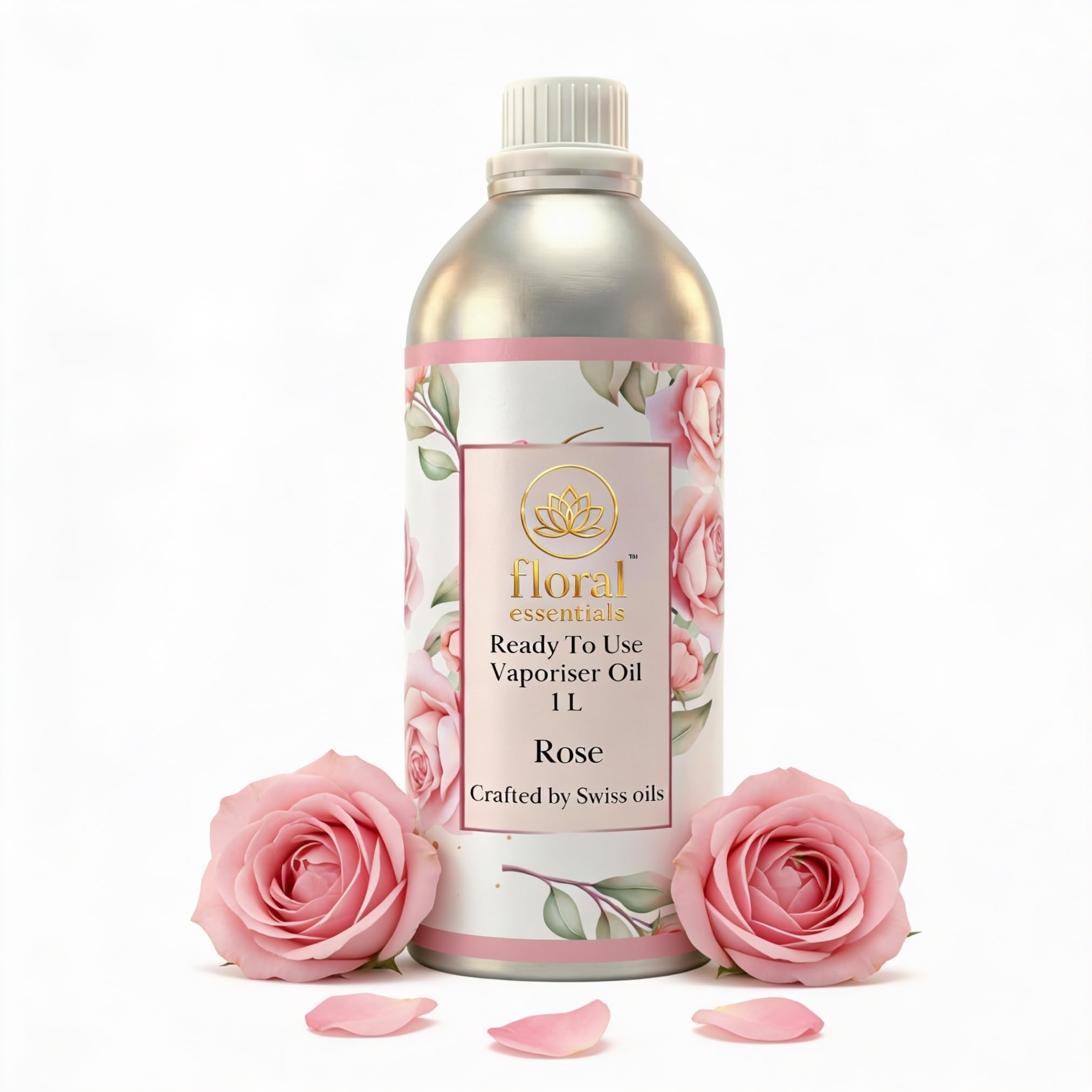 Floral Essentials Rose Vaporiser Oil 1L | Ready to Use Aroma Oil for Electric Vaporizer & Diffuser | Long Lasting Rose Floral Room Fragrance for Home, Office & Hotel