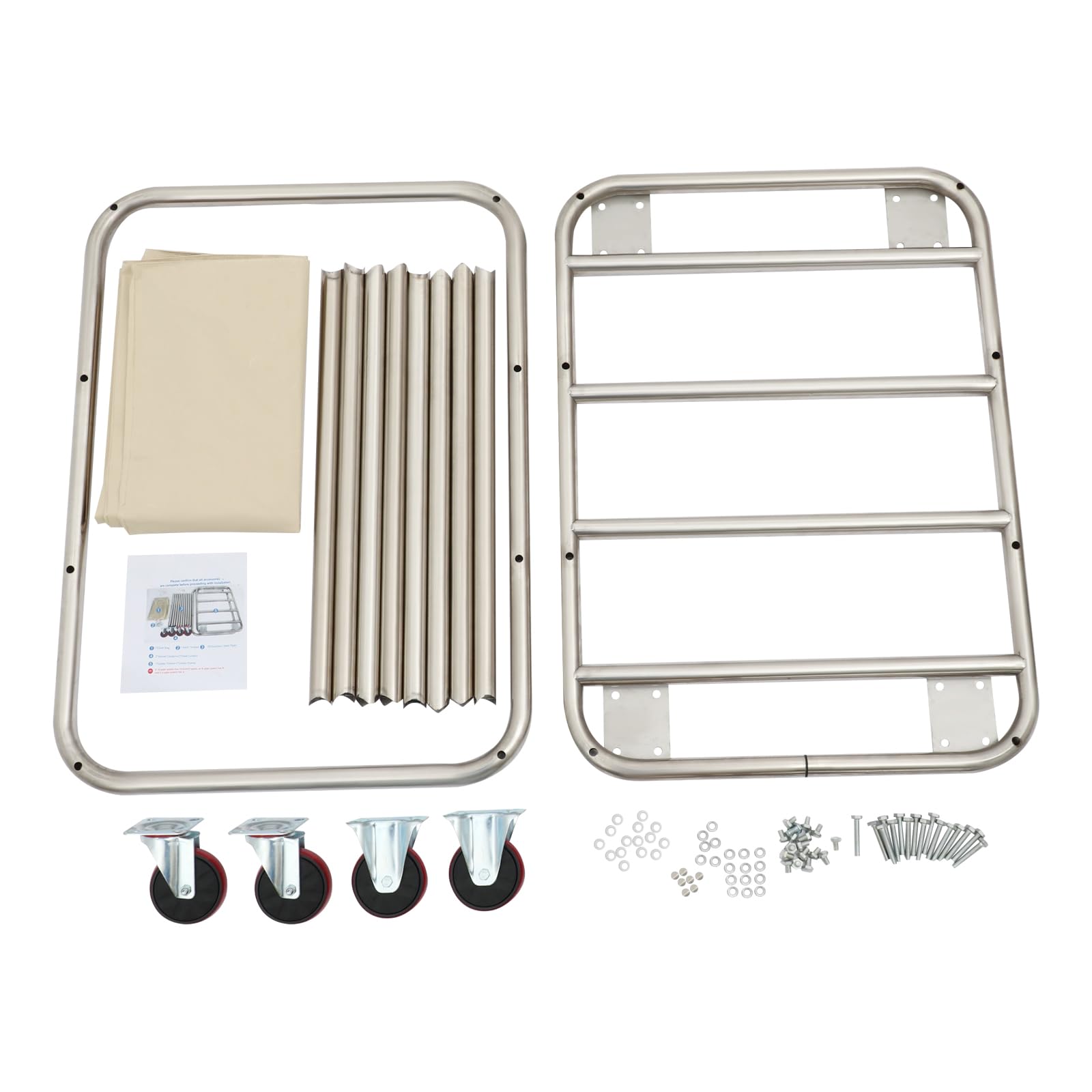 Portabiancheria grande con ruote, 90 x 65 x 80 cm, commerciale in acciaio inox, per la biancheria domestica, hotel, portata 60 kg