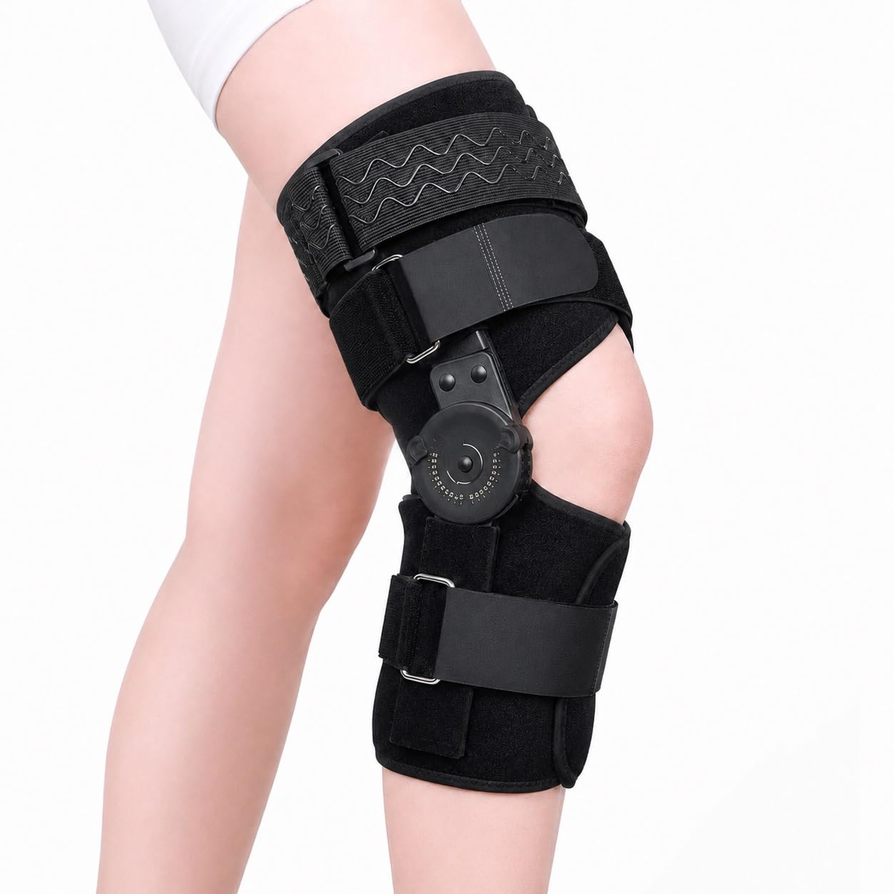 Tutore Ginocchio Regolabile Ortesi per Articolazione con Angolo 0-120 Gradi Supporto Ortopedico per Legamenti Menisco Lesioni Sportive Post Operatorio Uomo Donna(M)