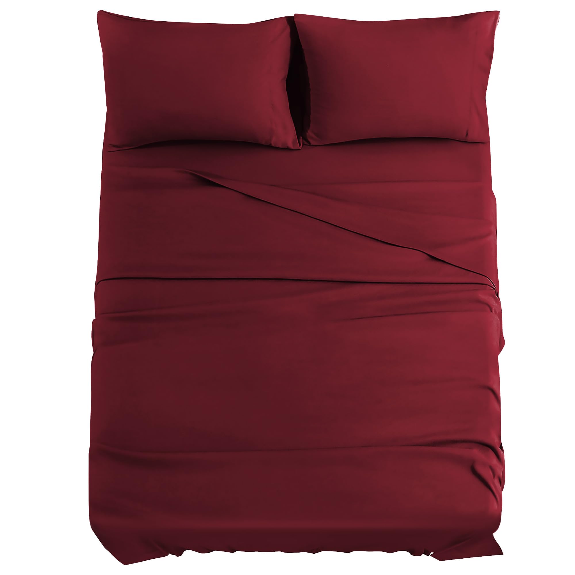 JOLLYVOGUE Queen Size Bed Sheet Set - 4 Piece Bed Sheets Set with Deep Pocket - Soft Breathable & Cooling - Resists Shrinkage & Fading Draps Queen - Easy Care (Burgundy)