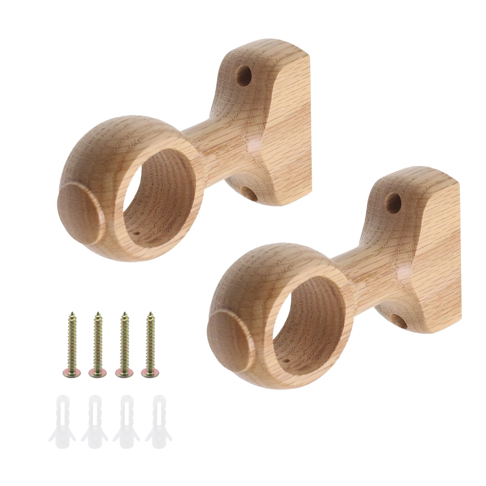 Nicerity 2Pcs Wood Curtain Rod Brackets Curtain Rod Holders (Wood Color)