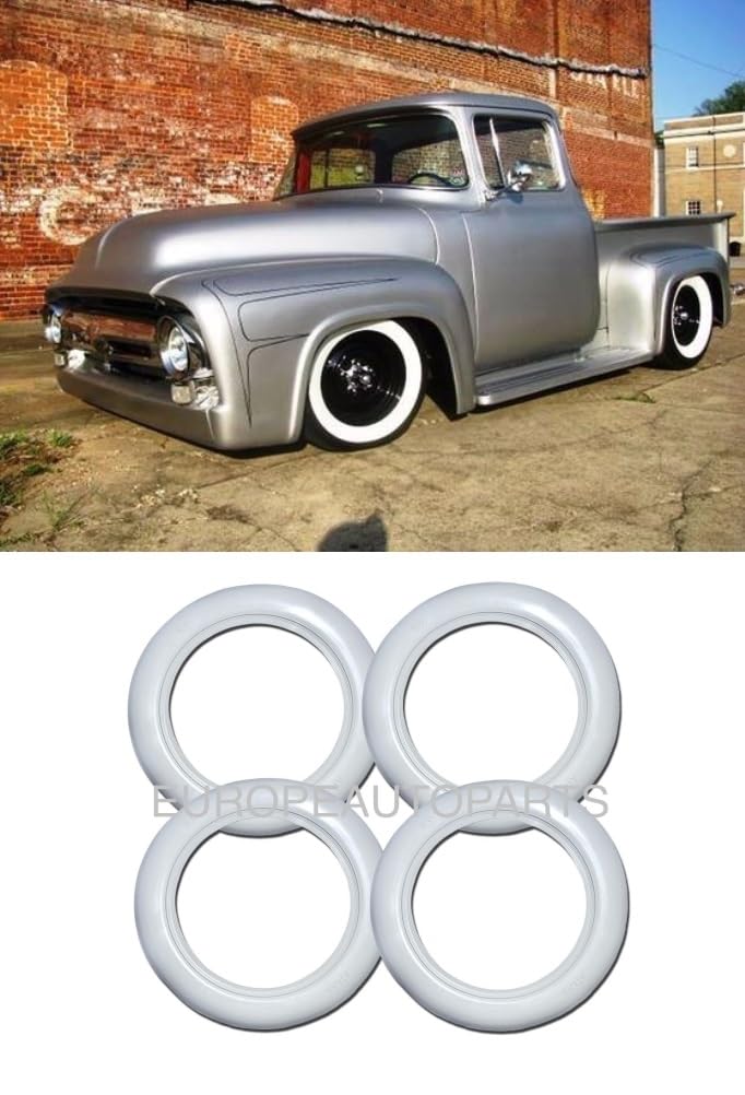 Generic Firestone Tire Style 15 x 3 inch Wide Whitewall Port-o-Wall Tyre Insert Trim Set of4