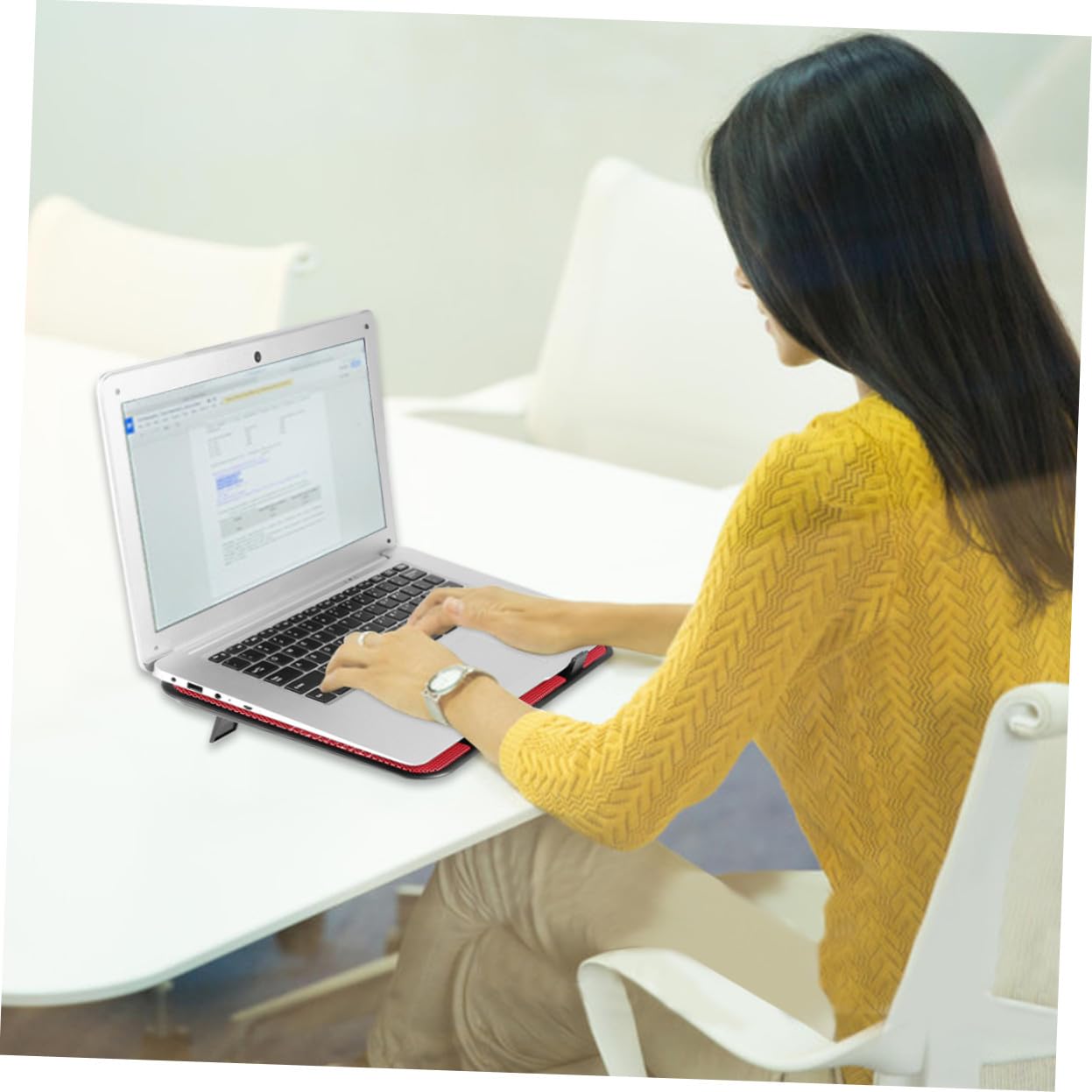 Operitacx Enfriador para Portátil Doble Ventilador USB Almohadilla De Enfriamiento Soporte Delgado Panel Metálico