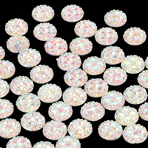Benbo 60Pcs Rhinestone Embellishments Flatback, 20Mm Ab Rainbow Round Diamonte Crystal Flat Back Cabochon Shiny Faceted Rhinestone Trims, Circular Gemstone Decorations For Diy Jewelry Clothing Bags #TOP24