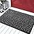 Yimobra Welcome Front Door Mat Outdoor, Heavy Duty Sturdy Non Slip Doormats, Rubber Backing, Low-Profile Entrance Rugs, Absorbent Resist Dirt, Easy Clean Patio Garage Floor Mats, 36 x 24 Inch, Grey