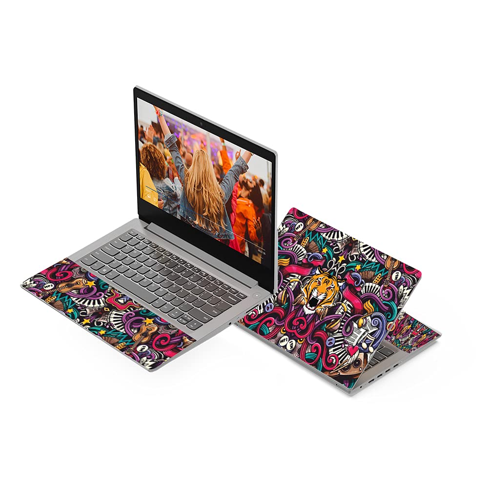 Dzazner Tiger Musical Sticker Bomb Full Panel Laptop Skins Upto 15.6 inch - No Residue, Bubble Free - Removable HD Quality Printed Vinyl/Sticker/Cover Compatible for Dell-Lenovo-Acer-HP (B09C2LBP64) Amazon Price History, Amazon Price Tracker