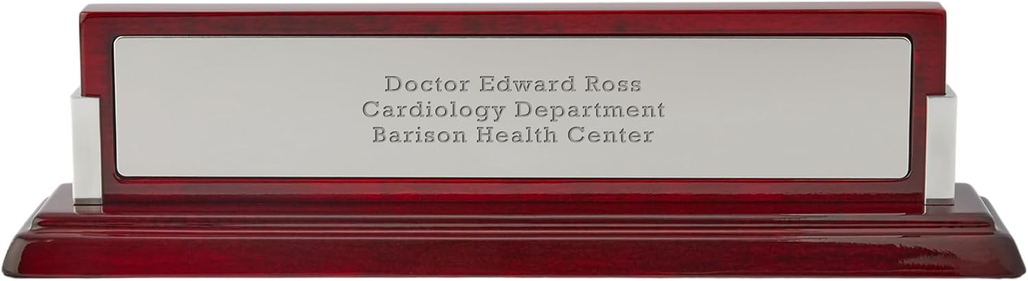 Things Remembered Engraved Gloss Mahogany and Silver Name Plate (Free Customization)