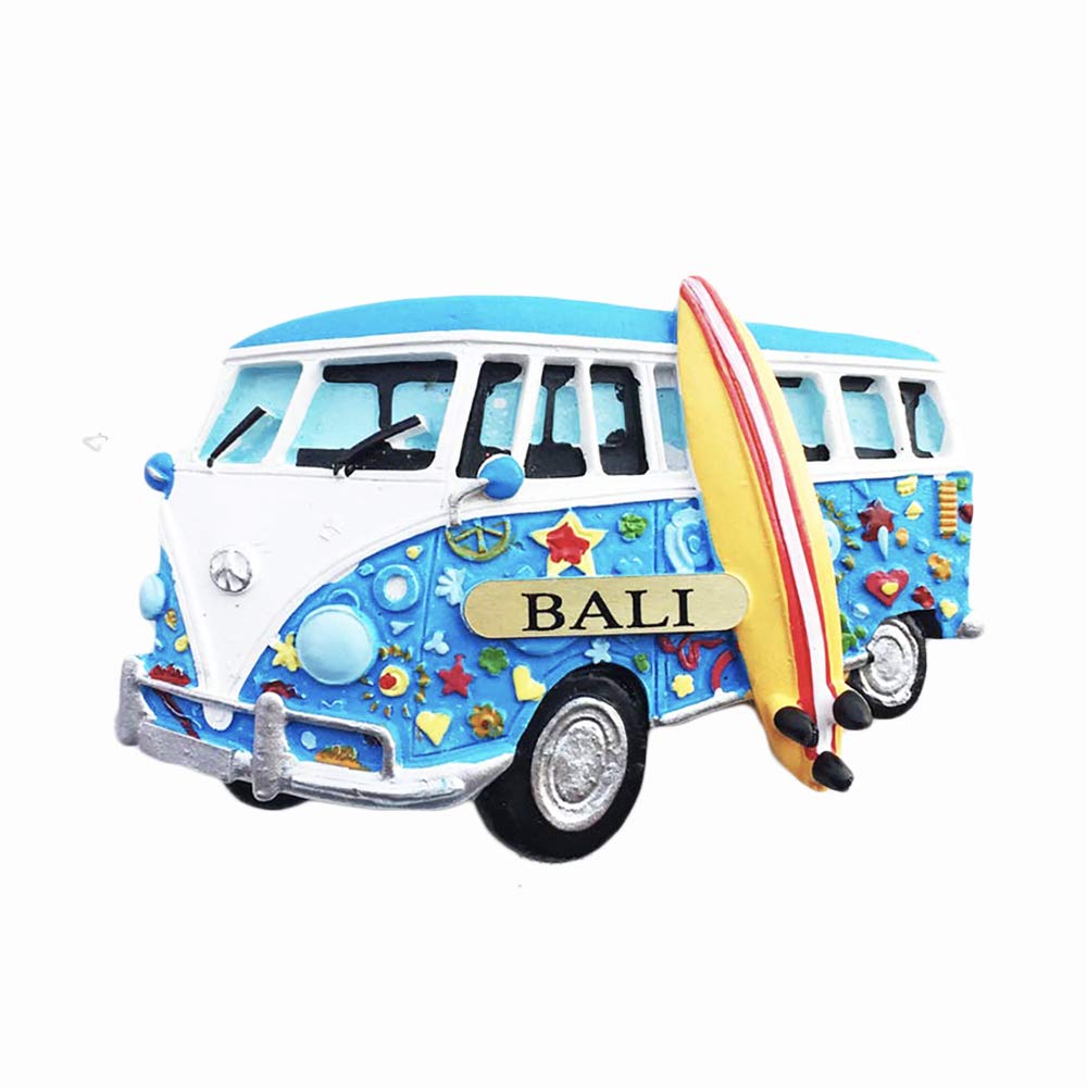 Wedarego Blue Bali Indonesia 3D Bus Refrigerator Magnet Resin Travel Souvenirs,Handmade Home & Kitchen Decoration Bali Fridge Magnet Collection Gift