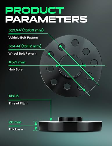Miniatura 4 de YHTAUTO Espaciadores de rueda centrados de buje de 5 x 100/0.197 x 4.409 in de 0.78 pulgadas compatibles con modelos Audi, Volkswagen, TT, Beetle,
