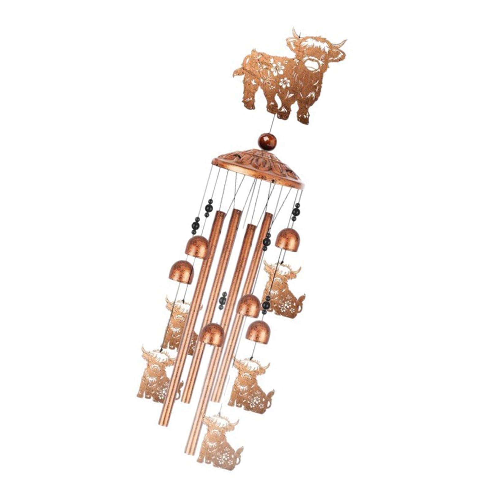 Highlands Cow Wind Chimes for Outside, Metal Windchime Outdoor Memorial/Birthday Gift Garden Decors for, Lawns Highlands Cow Wind Chimes for