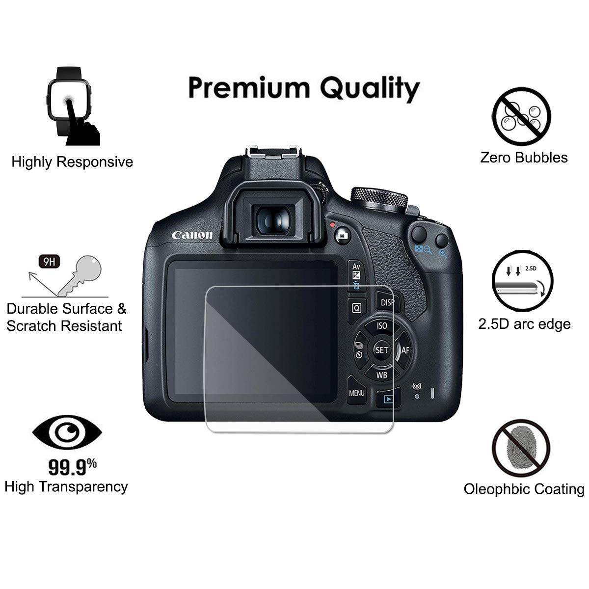VULCAN Glass Screen Protector for Canon EOS 1300D LCD