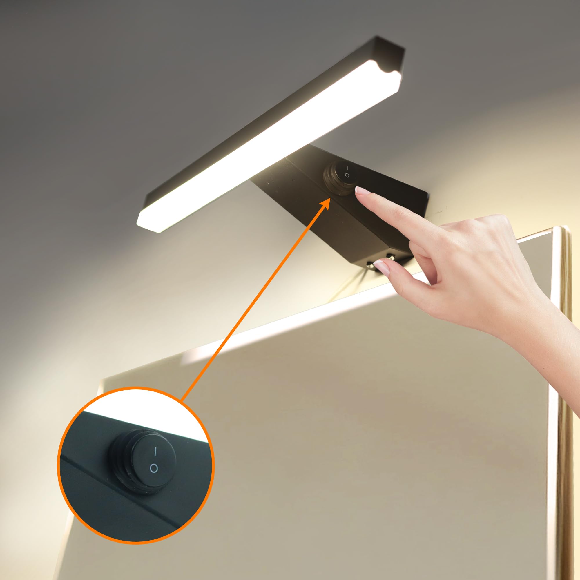 Applique Salle de Bain Avec Interrupteur,Lampe pour Miroir LED Salle de Bains,40CM,10W,1000LM,Blanc Neutre 4000K,Lampe Murale Moderne,Led Salle de Bain Lumiere,IP44 Étanche,230V,Noir
