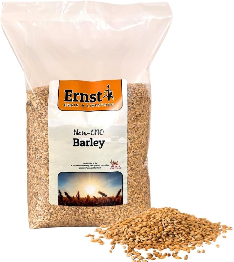 Ernst Grain & Livestock Non‑GMO Whole Barley Seeds & Feeds – Premium Feed‑Grade Grain for Livestock, Poultry & Small Animals – 10 lb (160 oz) Portable Bag – Pure, Unprocessed, Nutrient‑Rich
