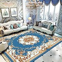 Amazon｜長方形 ラグ カーペット 花柄 ブルー デザインラグ フラワー柄