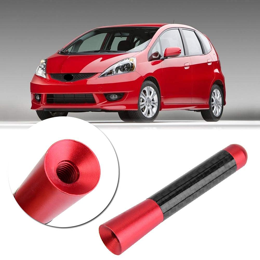 Acouto Car Antenna 3 Inch Carbon Fiber Universal Car Modification Screw Radio Antenna Short Car Antenna Aerial Replacement (Red)