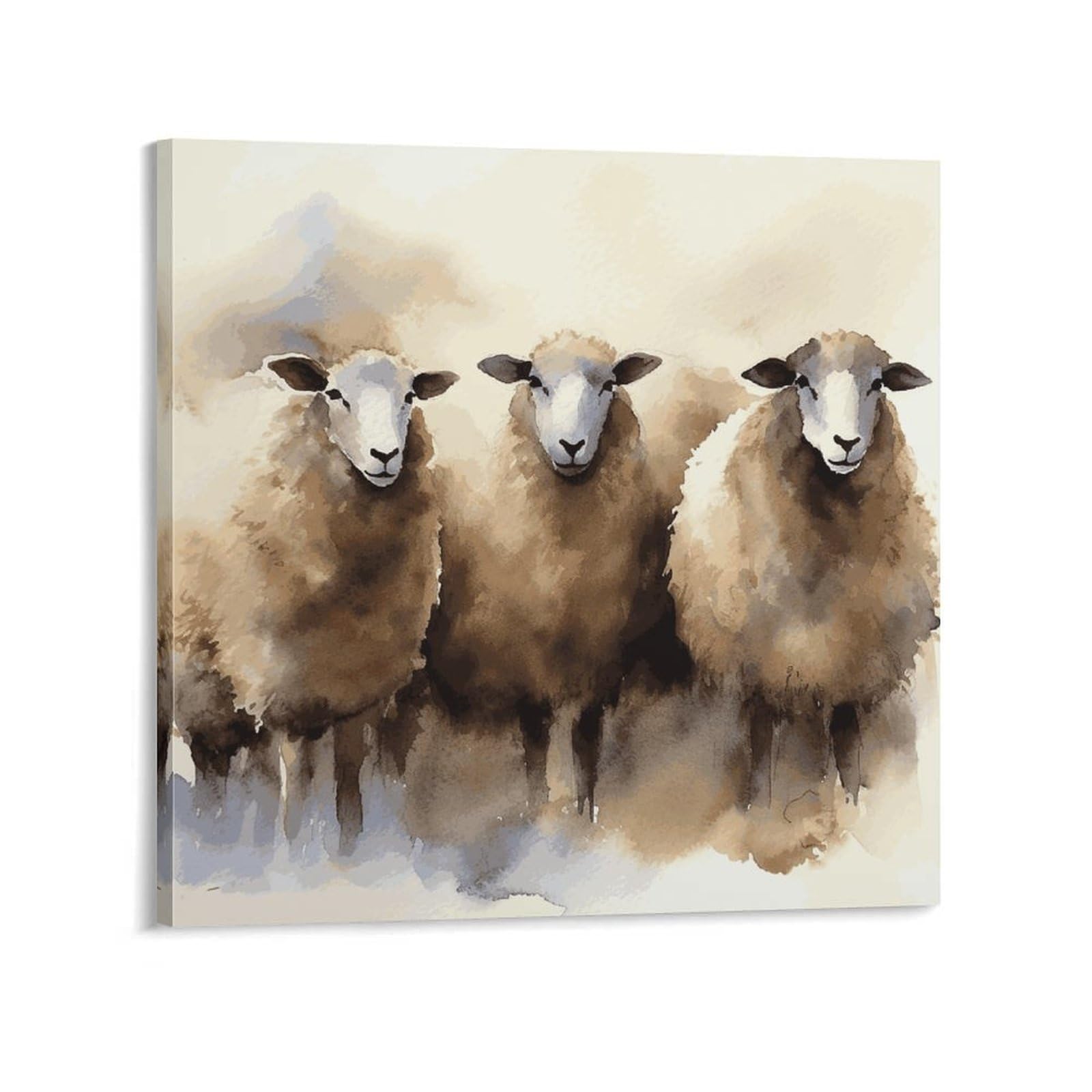 KLOPH Sheeps Watercolor Canvas Wall Art for Living Room 08x8inch Modern Artwork Painting for Bathroom Hanging Canvas Prints Aesthetic Wallart for Bedroom Kitchen Office Wall Decor